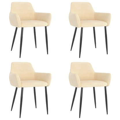 Eetkamerstoelen 4 St Fluweel Crèmekleurig 4