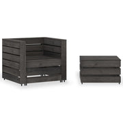 Loungeset 2-delig geïmpregneerd grenenhout grijs
