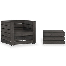 2-Delige Loungeset Pallet Geïmpregneerd Grenenhout Grijs Fauteuil + tafel