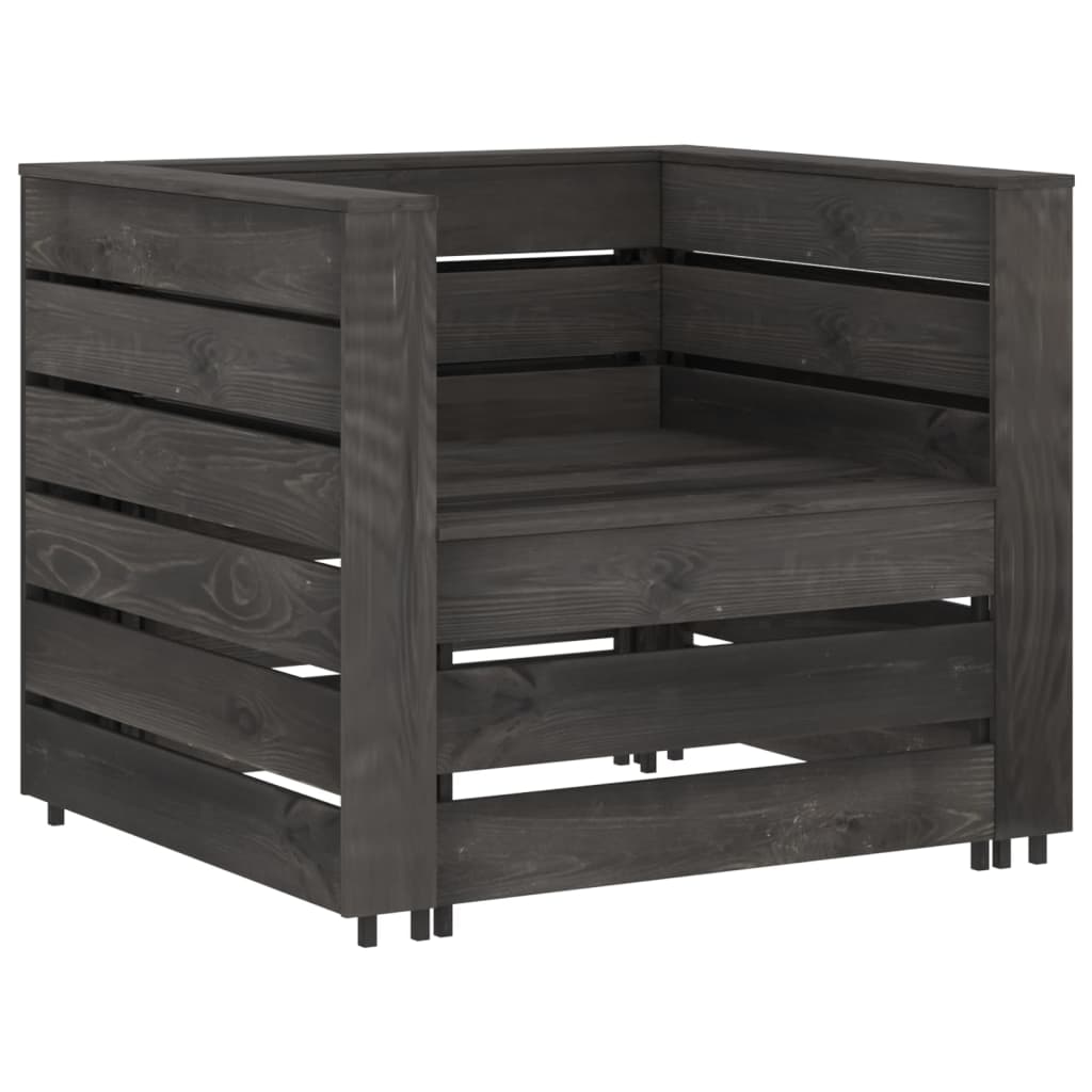 2-Delige Loungeset Pallet Geïmpregneerd Grenenhout Grijs Fauteuil + tafel