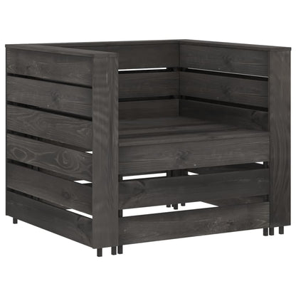 2-Delige Loungeset Pallet Geïmpregneerd Grenenhout Grijs Fauteuil + tafel