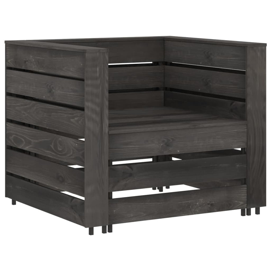 2-Delige Loungeset Pallet Geïmpregneerd Grenenhout Grijs Fauteuil + tafel