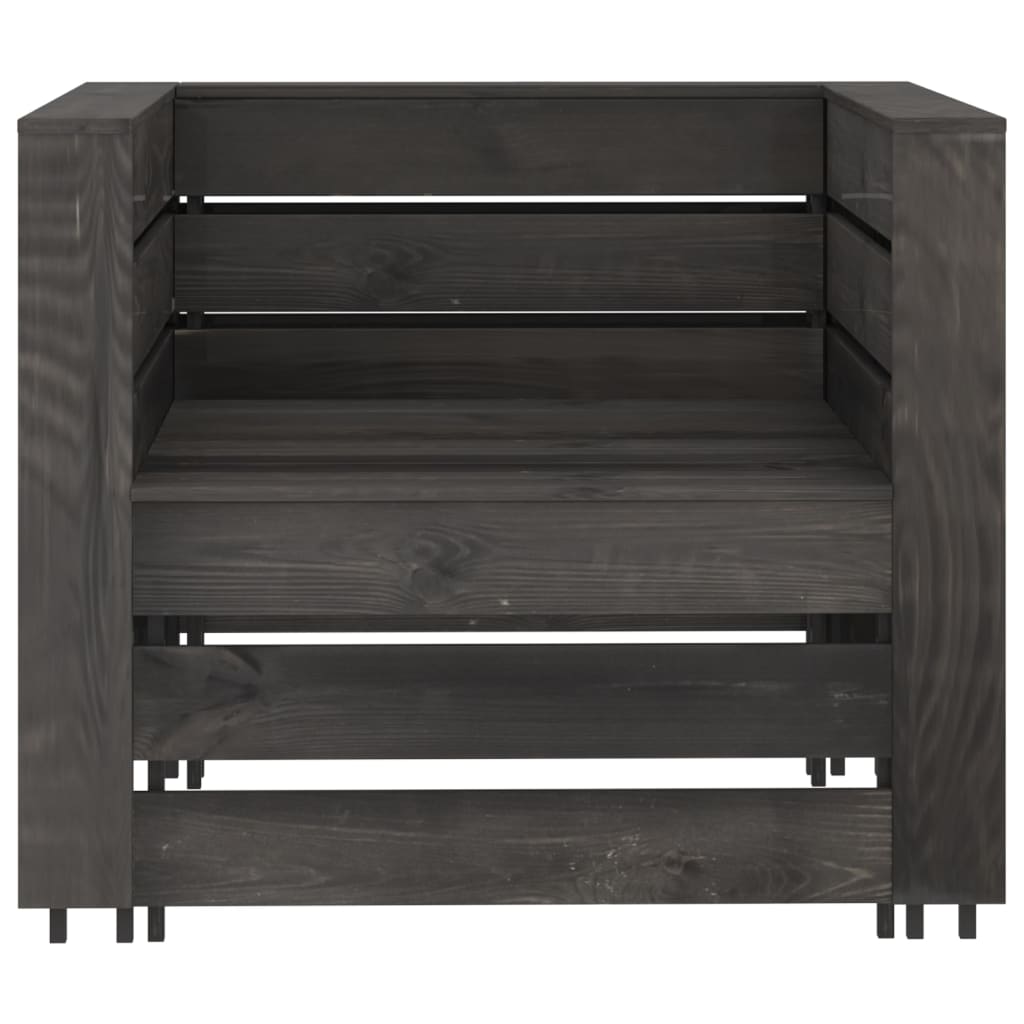 2-Delige Loungeset Pallet Geïmpregneerd Grenenhout Grijs Fauteuil + tafel