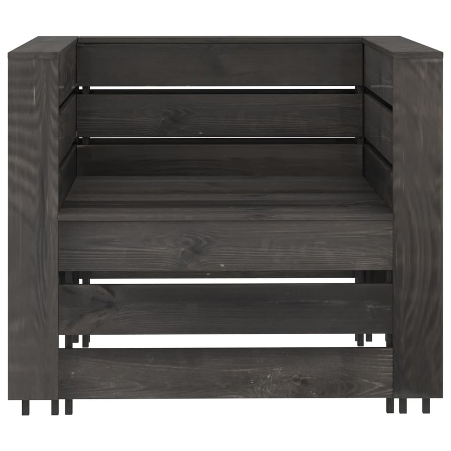 2-Delige Loungeset Pallet Geïmpregneerd Grenenhout Grijs Fauteuil + tafel