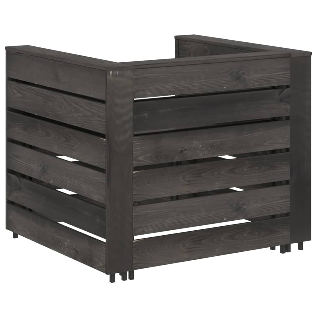 2-Delige Loungeset Pallet Geïmpregneerd Grenenhout Grijs Fauteuil + tafel