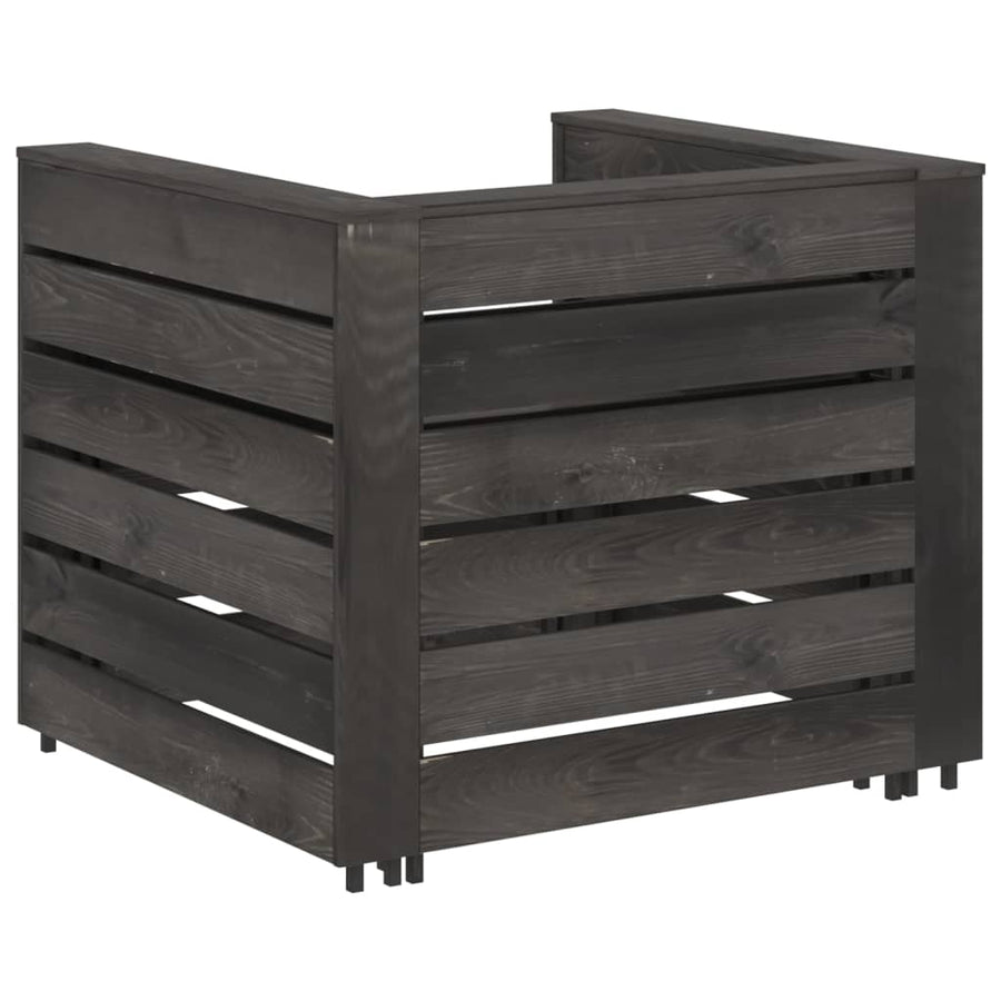 2-Delige Loungeset Pallet Geïmpregneerd Grenenhout Grijs Fauteuil + tafel