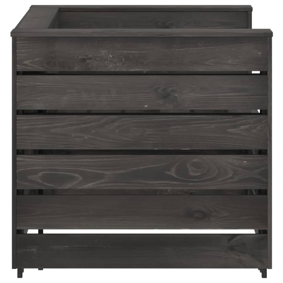 2-Delige Loungeset Pallet Geïmpregneerd Grenenhout Grijs Fauteuil + tafel