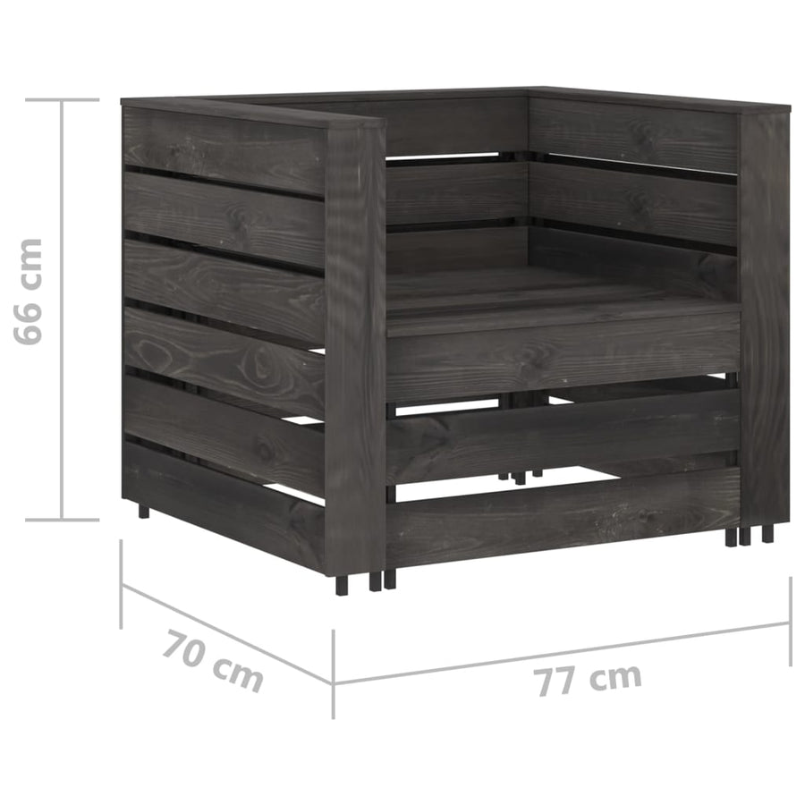 2-Delige Loungeset Pallet Geïmpregneerd Grenenhout Grijs Fauteuil + tafel