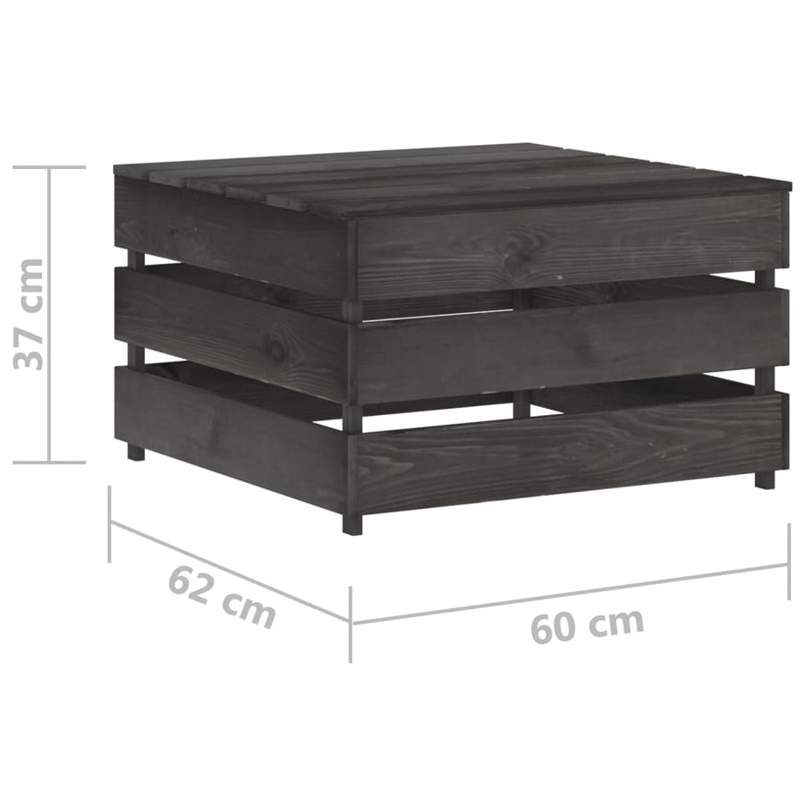 2-Delige Loungeset Pallet Geïmpregneerd Grenenhout Grijs Fauteuil + tafel