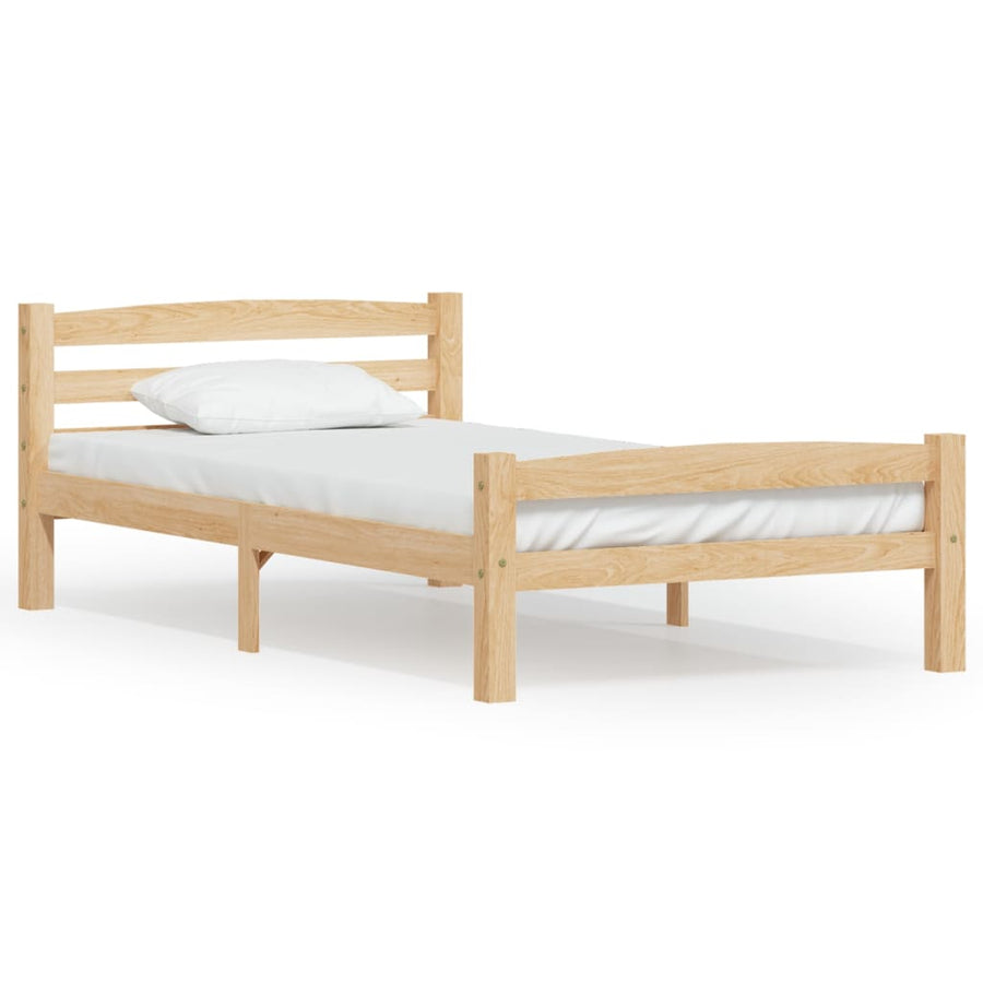 Bedframe massief grenenhout 90x200 cm 90 x 200 cm Lichtbruin