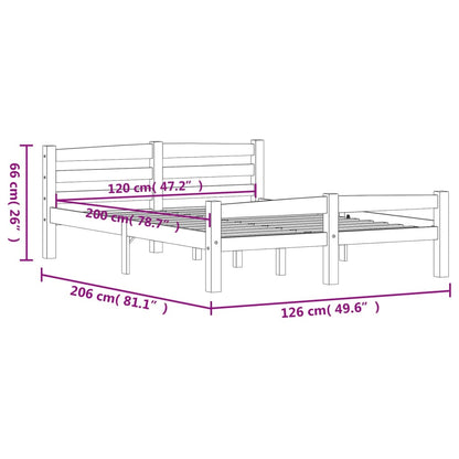 Bedframe massief grenenhout 120x200 cm 120 x 200 cm Lichtbruin
