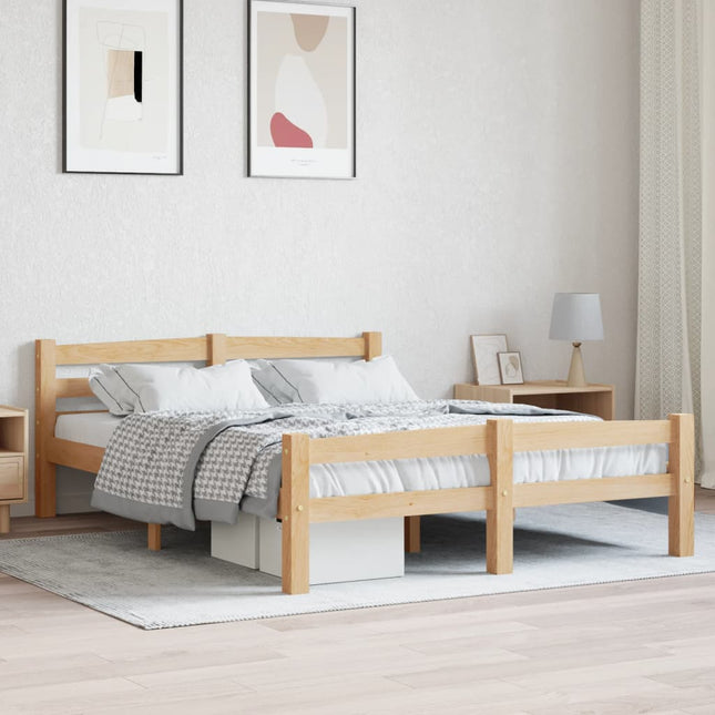 Bedframe massief grenenhout 120x200 cm 120 x 200 cm Lichtbruin