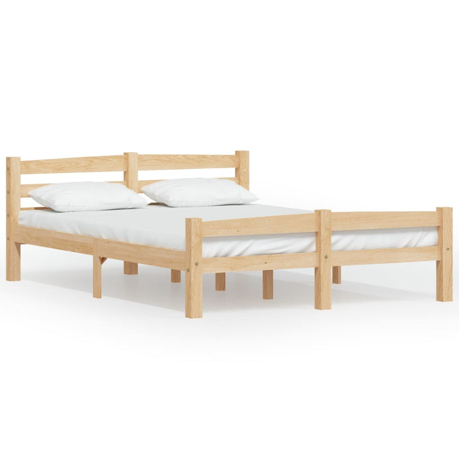 Bedframe massief grenenhout 140x200 cm 140 x 200 cm Lichtbruin