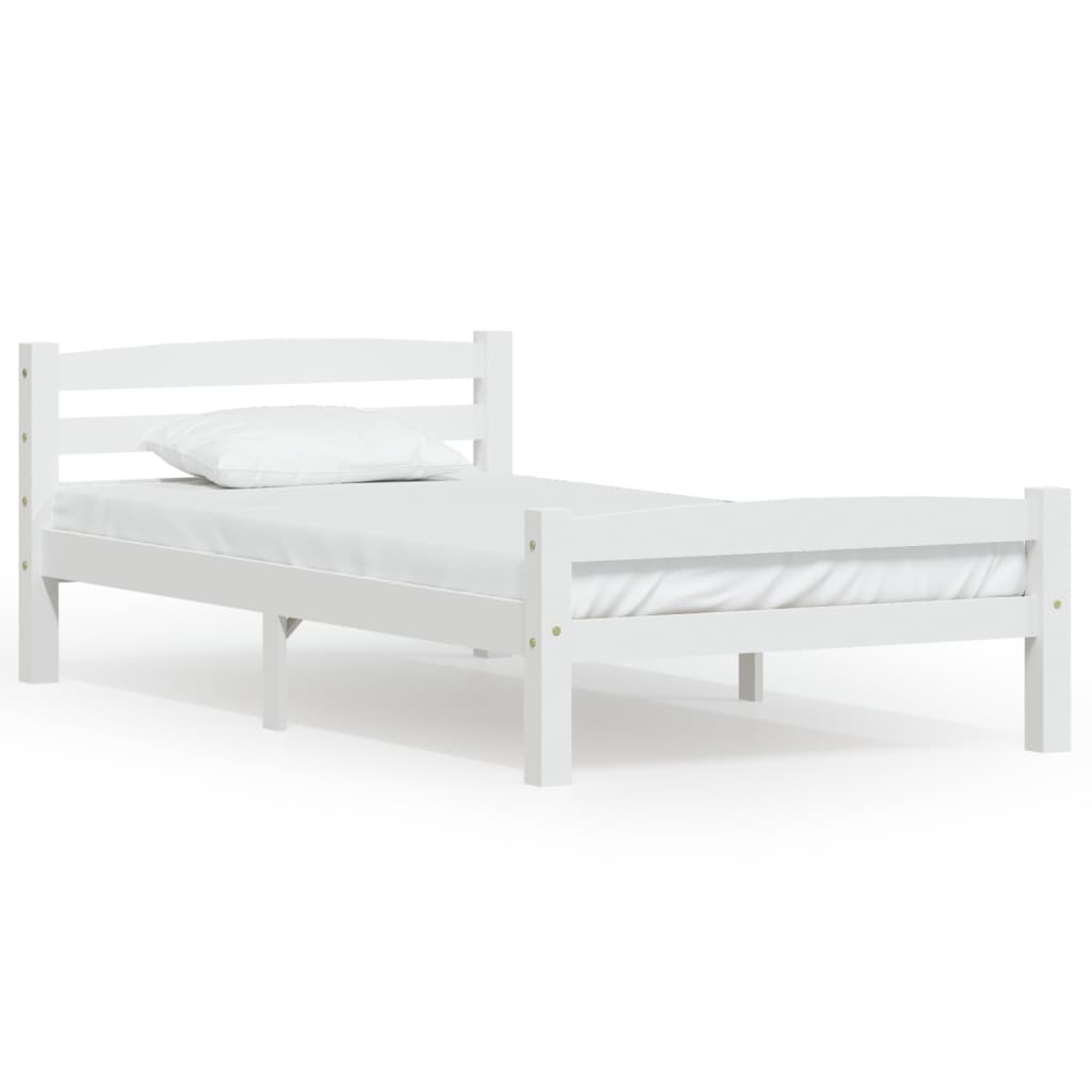 Bedframe massief grenenhout wit 100x200 cm 100 x 200 cm Wit