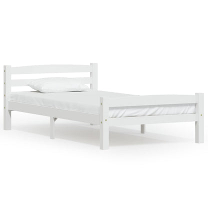 Bedframe massief grenenhout wit 100x200 cm 100 x 200 cm Wit