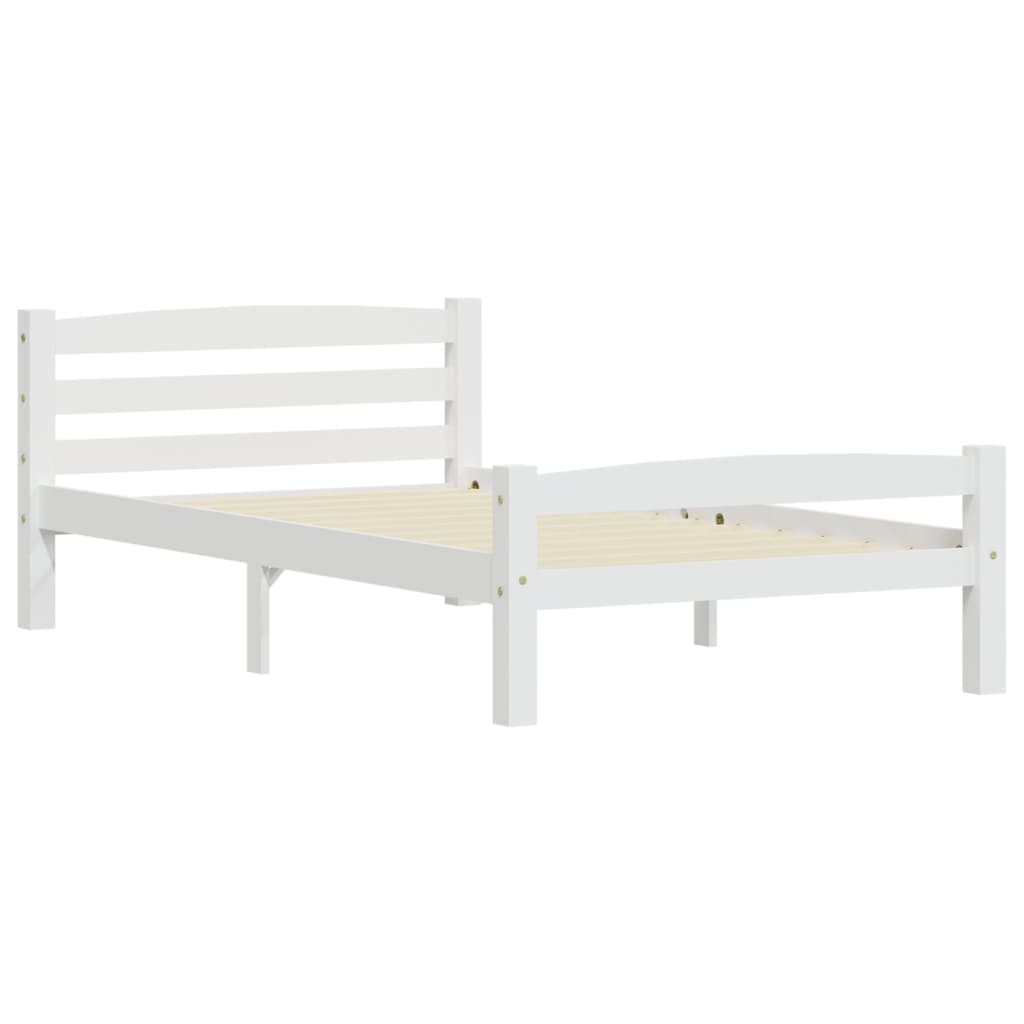 Bedframe massief grenenhout wit 100x200 cm 100 x 200 cm Wit