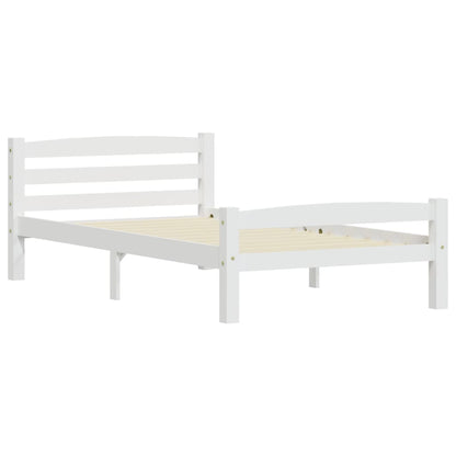 Bedframe massief grenenhout wit 100x200 cm 100 x 200 cm Wit
