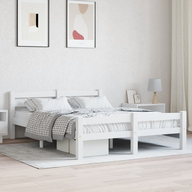 Bedframe massief grenenhout wit 120x200 cm 120 x 200 cm Wit