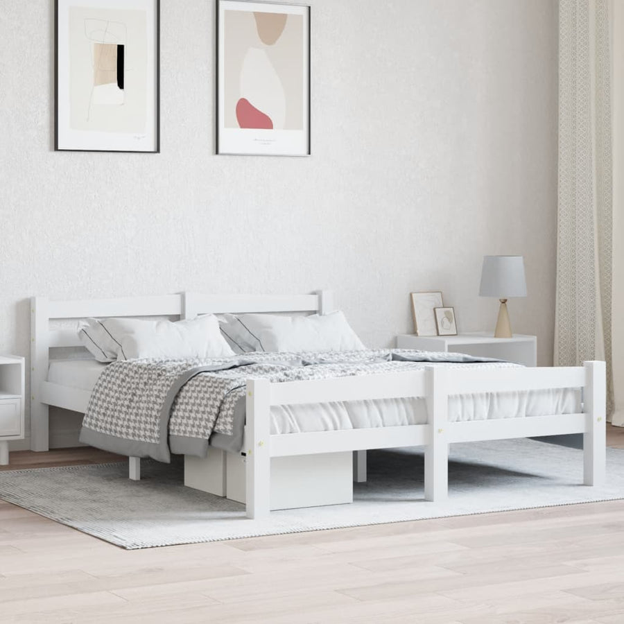 Bedframe massief grenenhout wit 120x200 cm 120 x 200 cm Wit