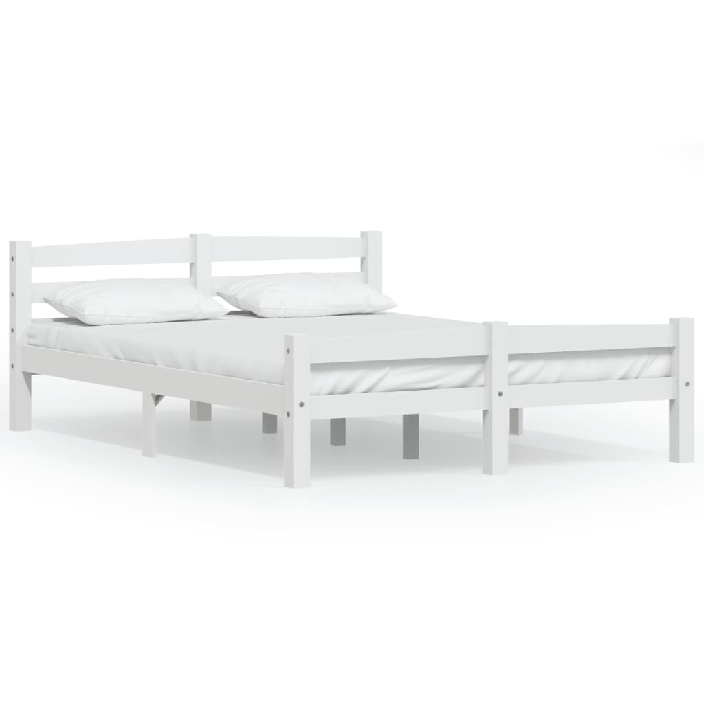Bedframe massief grenenhout wit 140x200 cm 140 x 200 cm Wit