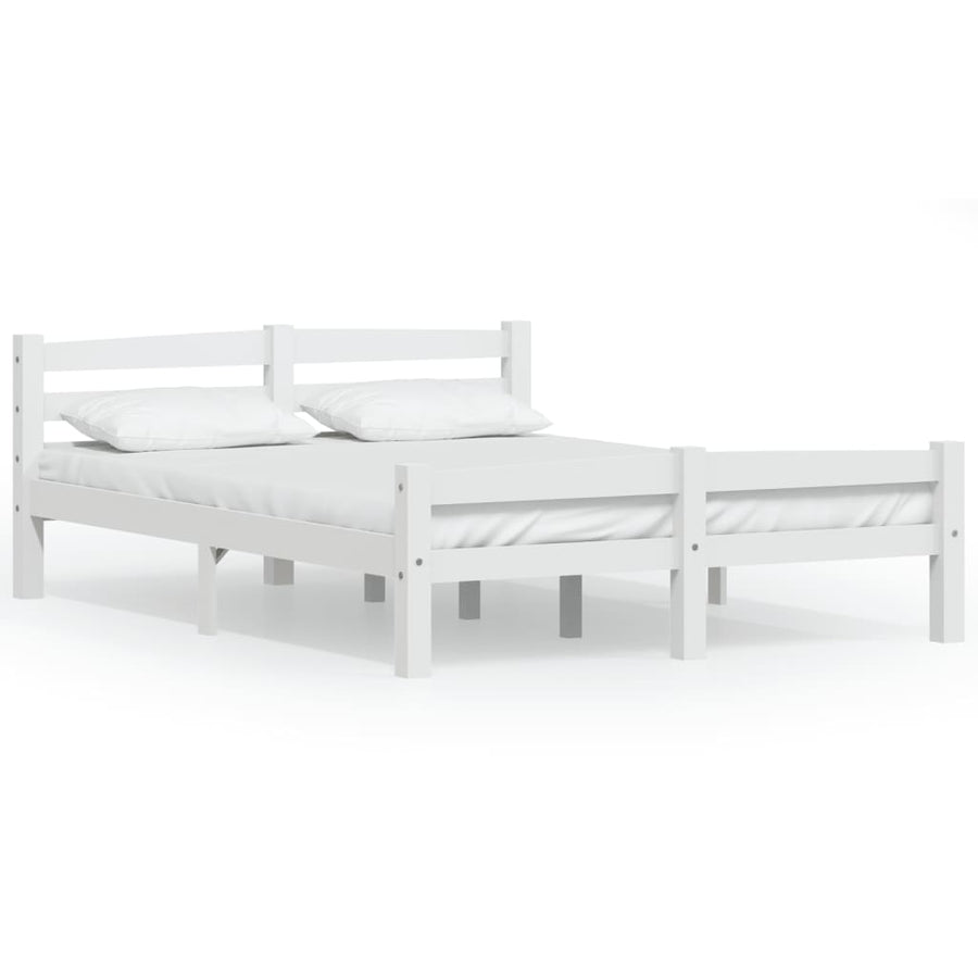 Bedframe massief grenenhout wit 140x200 cm 140 x 200 cm Wit