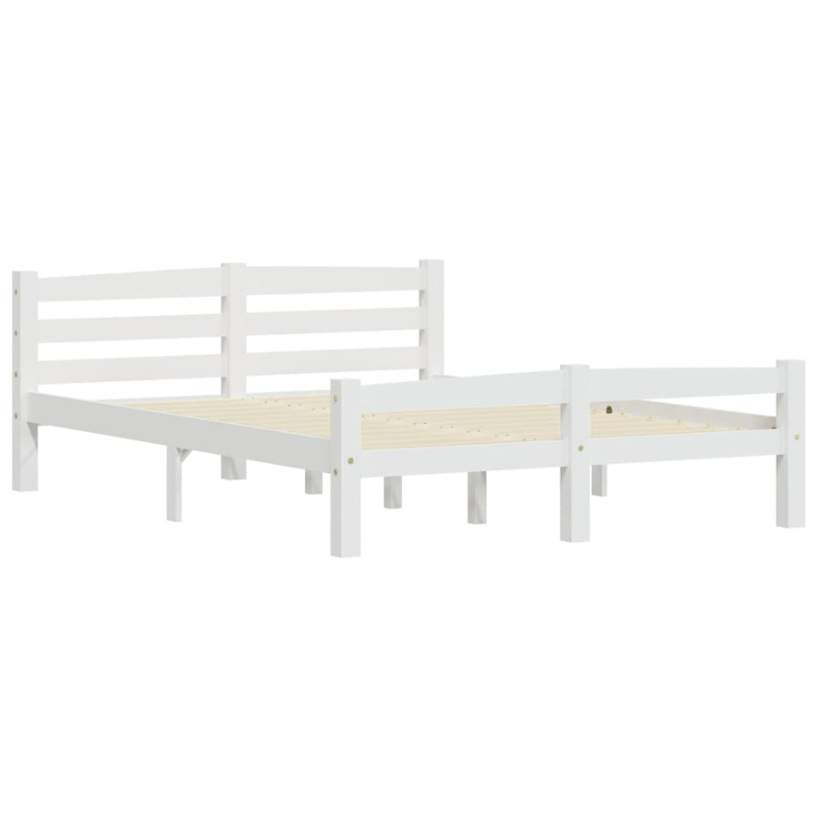 Bedframe massief grenenhout wit 140x200 cm 140 x 200 cm Wit