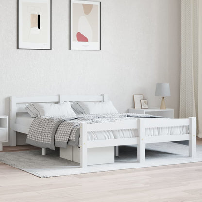 Bedframe massief grenenhout wit 140x200 cm 140 x 200 cm Wit