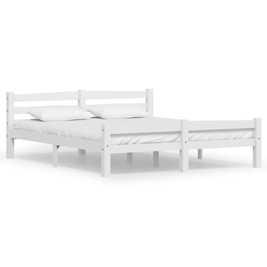 Bedframe massief grenenhout wit 160x200 cm 160 x 200 cm Wit