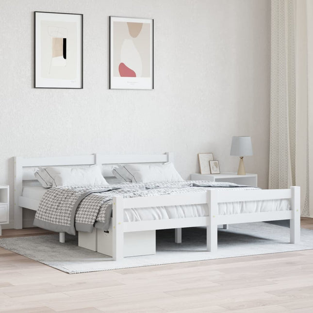 Bedframe massief grenenhout wit 160x200 cm 160 x 200 cm Wit