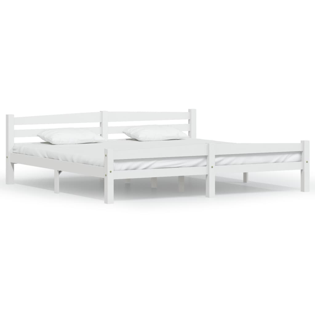 Bedframe massief grenenhout wit 200x200 cm 200 x 200 cm Wit