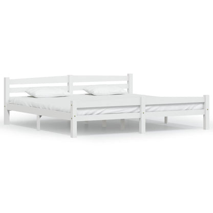 Bedframe massief grenenhout wit 200x200 cm 200 x 200 cm Wit