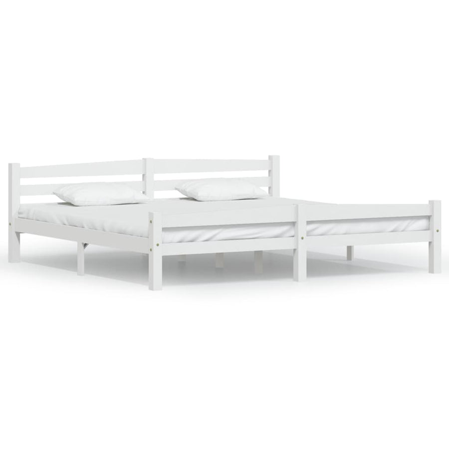 Bedframe massief grenenhout wit 200x200 cm 200 x 200 cm Wit