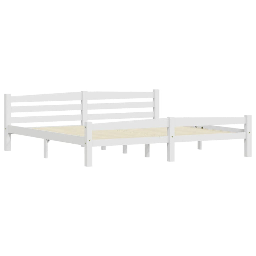 Bedframe massief grenenhout wit 200x200 cm 200 x 200 cm Wit