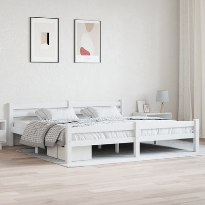 Bedframe massief grenenhout wit 200x200 cm 200 x 200 cm Wit