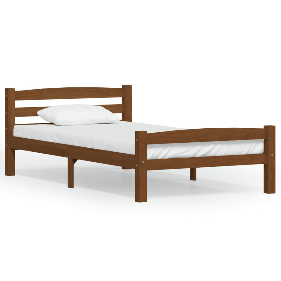 Bedframe massief grenenhout honingbruin 90x200 cm 90 x 200 cm Honingbruin