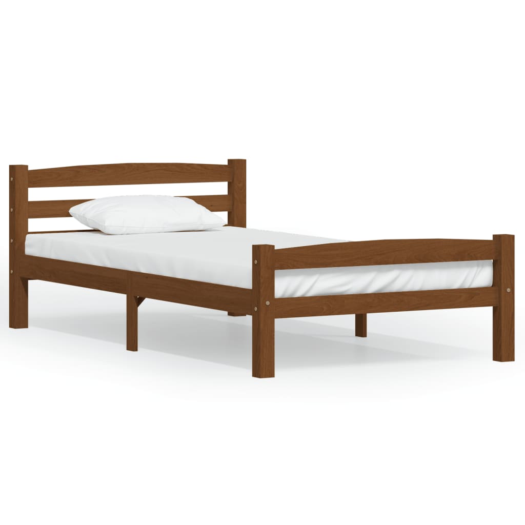 Bedframe massief grenenhout honingbruin 100x200 cm 100 x 200 cm Honingbruin