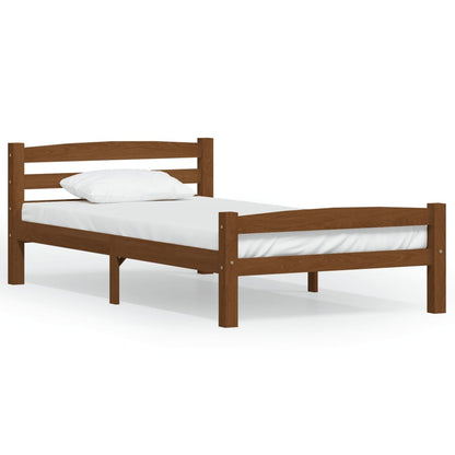 Bedframe massief grenenhout honingbruin 100x200 cm 100 x 200 cm Honingbruin