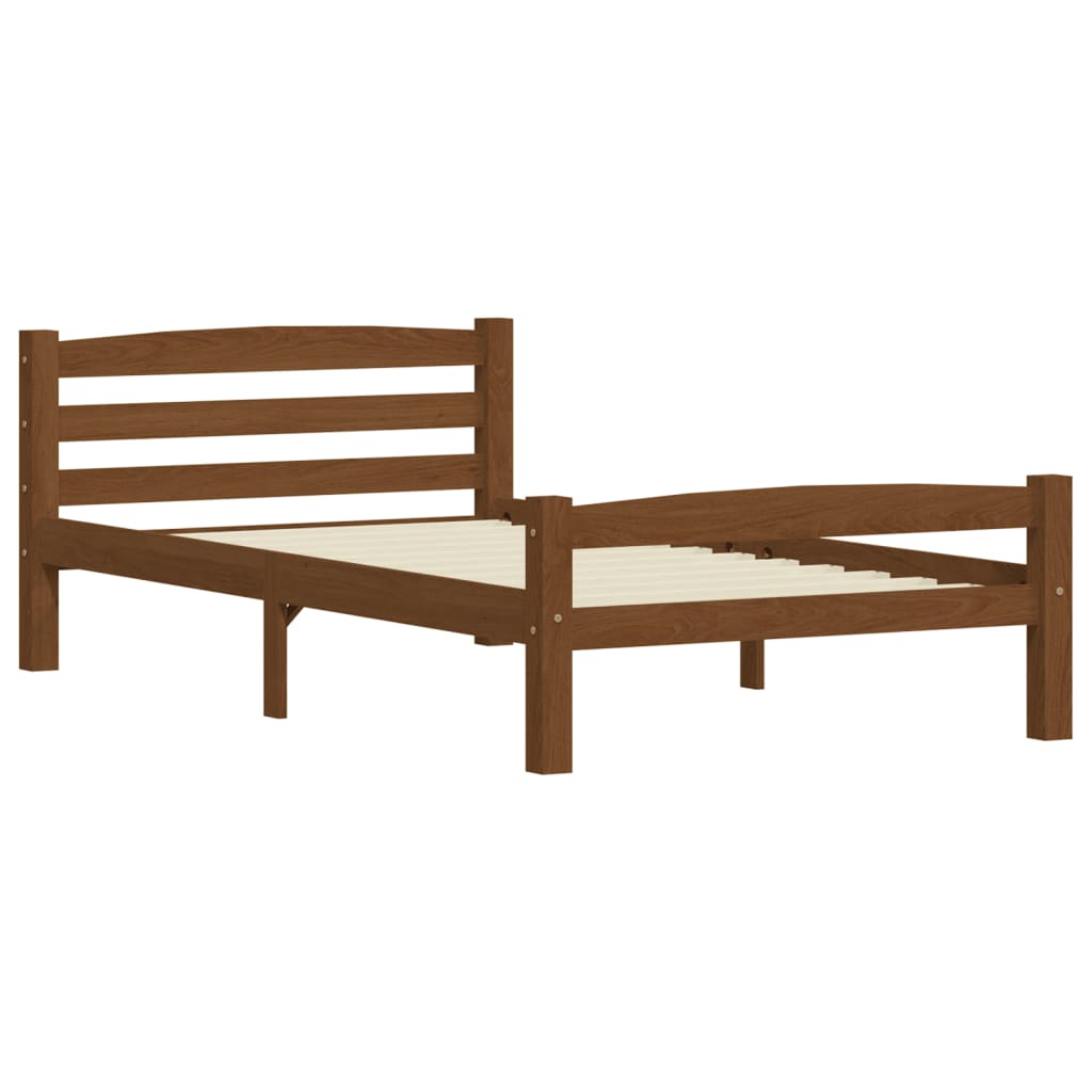 Bedframe massief grenenhout honingbruin 100x200 cm 100 x 200 cm Honingbruin