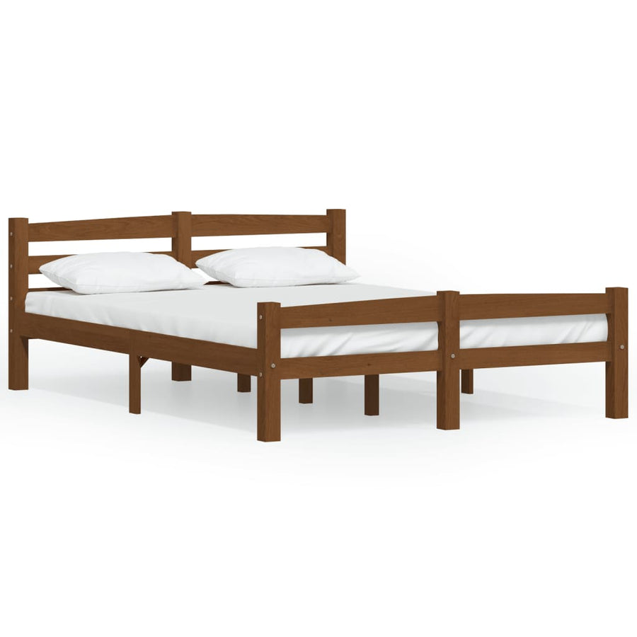Bedframe massief grenenhout honingbruin 120x200 cm 120 x 200 cm Honingbruin