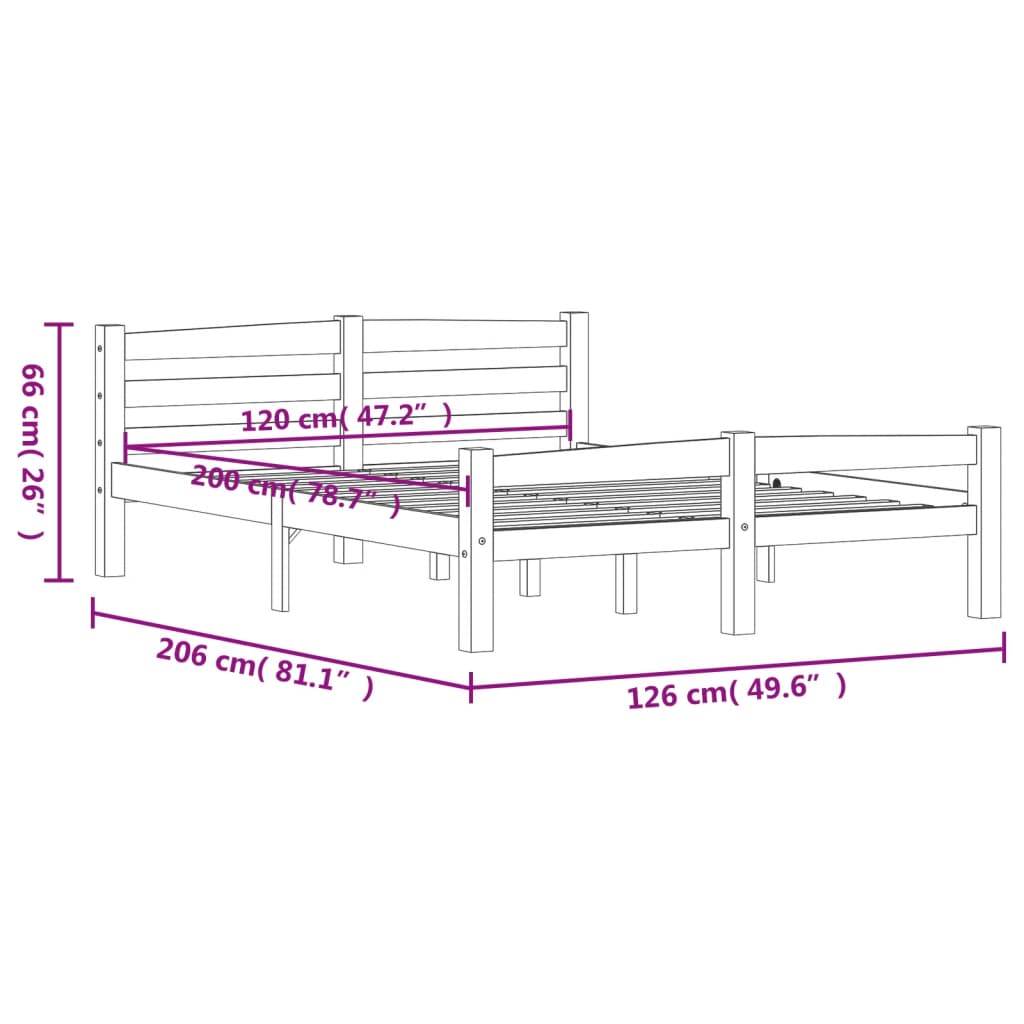 Bedframe massief grenenhout honingbruin 120x200 cm 120 x 200 cm Honingbruin