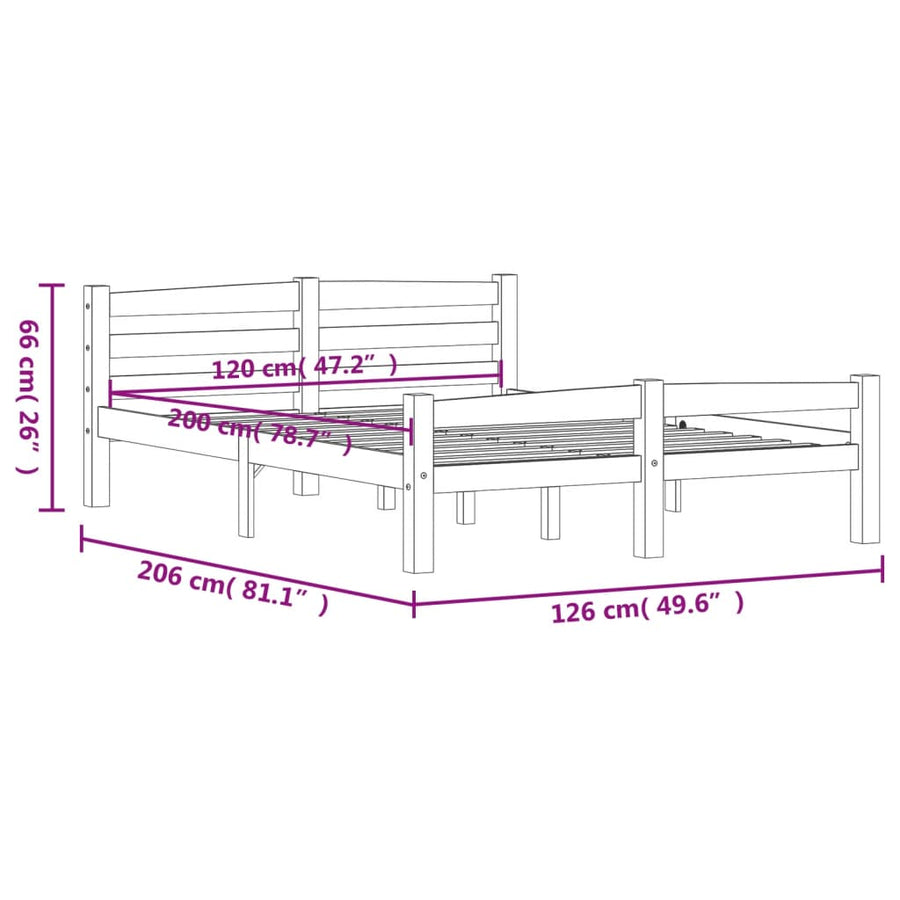 Bedframe massief grenenhout honingbruin 120x200 cm 120 x 200 cm Honingbruin
