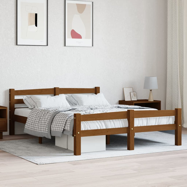 Bedframe massief grenenhout honingbruin 120x200 cm 120 x 200 cm Honingbruin