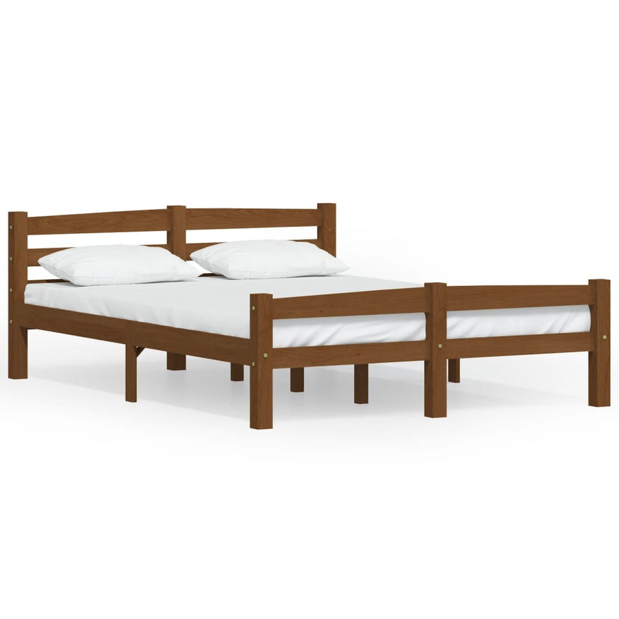 Bedframe massief grenenhout honingbruin 140x200 cm 140 x 200 cm Honingbruin