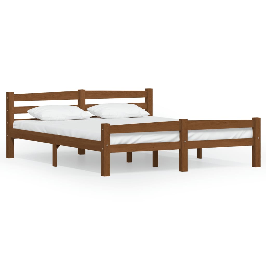 Bedframe massief grenenhout honingbruin 160x200 cm 160 x 200 cm Honingbruin