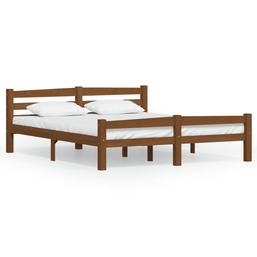 Bedframe massief grenenhout honingbruin 160x200 cm 160 x 200 cm Honingbruin