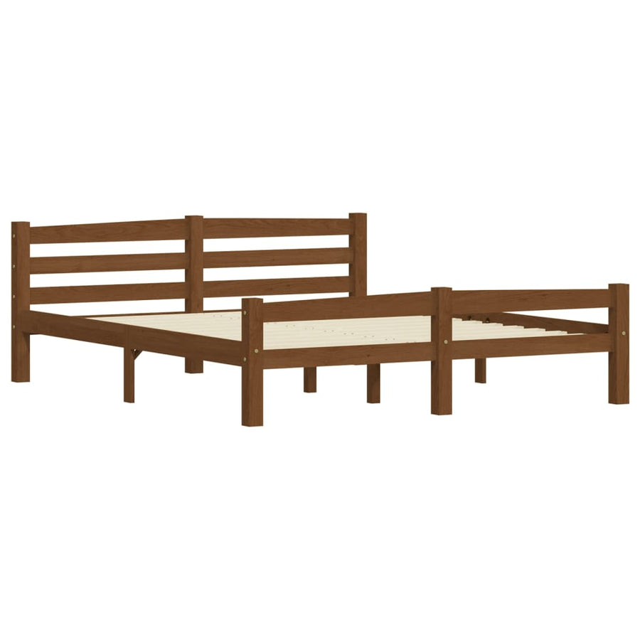 Bedframe massief grenenhout honingbruin 160x200 cm 160 x 200 cm Honingbruin