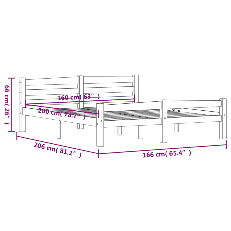 Bedframe massief grenenhout honingbruin 160x200 cm 160 x 200 cm Honingbruin