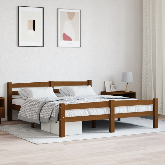 Bedframe massief grenenhout honingbruin 160x200 cm 160 x 200 cm Honingbruin