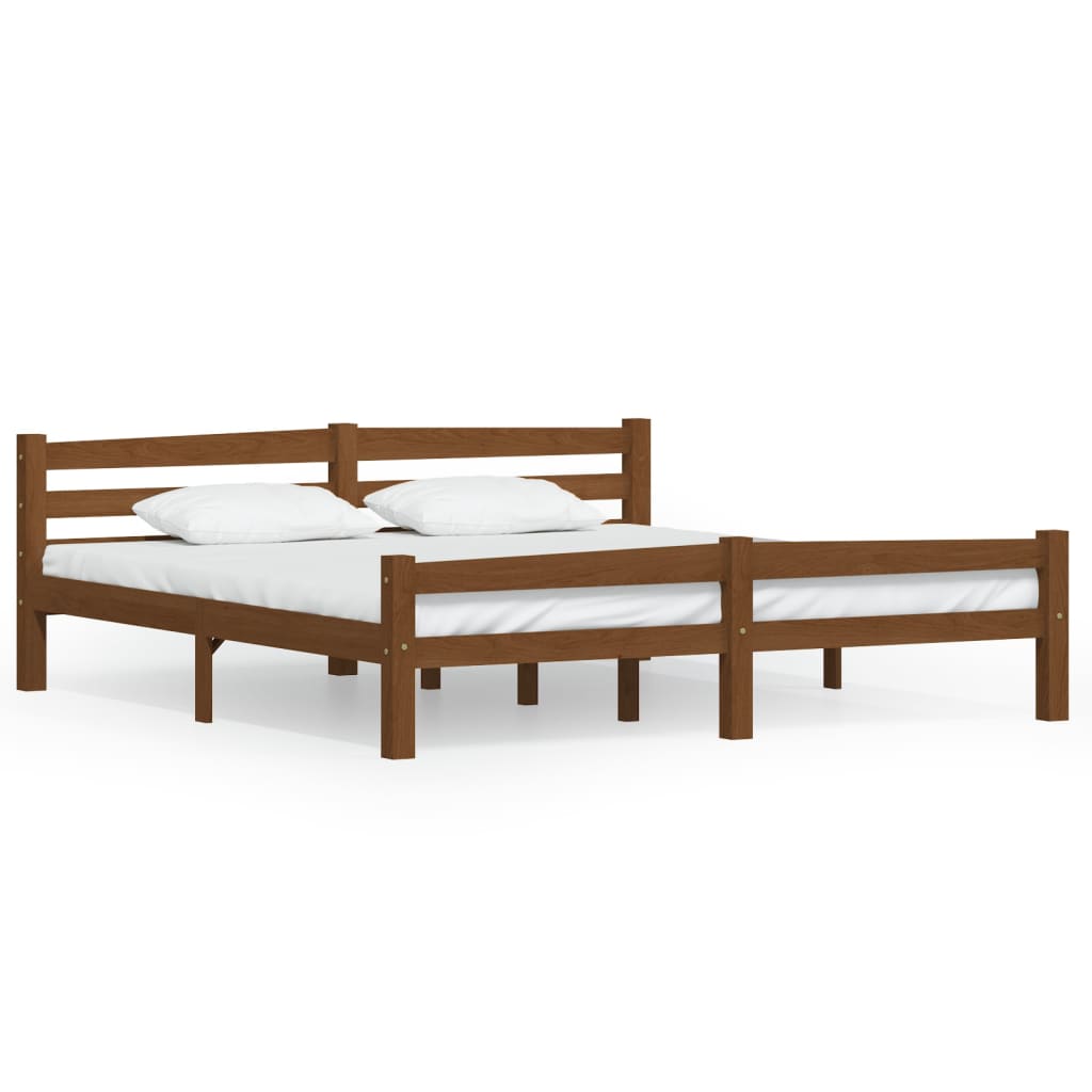 Bedframe massief grenenhout honingbruin 180x200 cm 180 x 200 cm Honingbruin