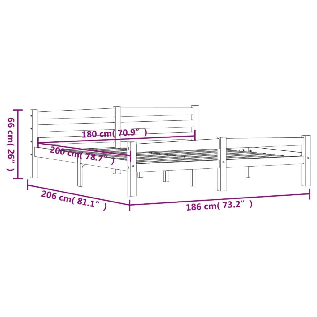 Bedframe massief grenenhout honingbruin 180x200 cm 180 x 200 cm Honingbruin